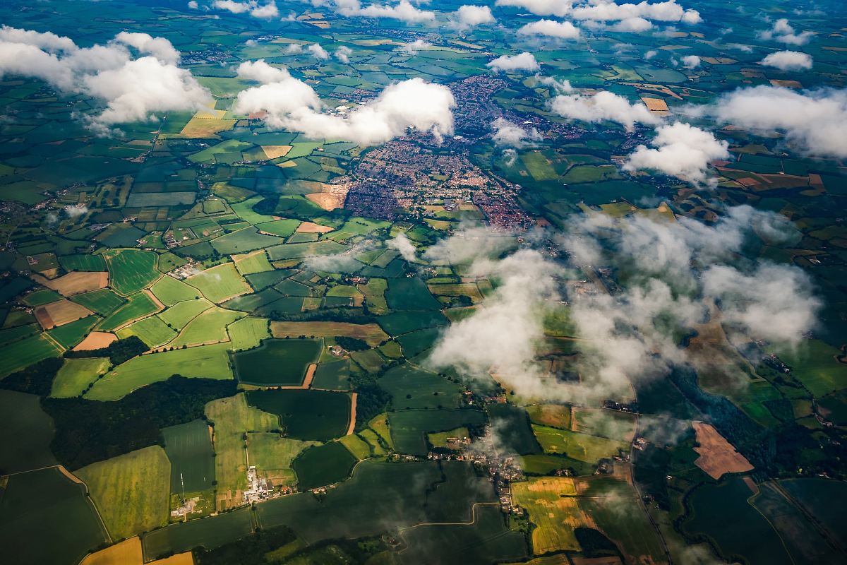 high angle view photography of field