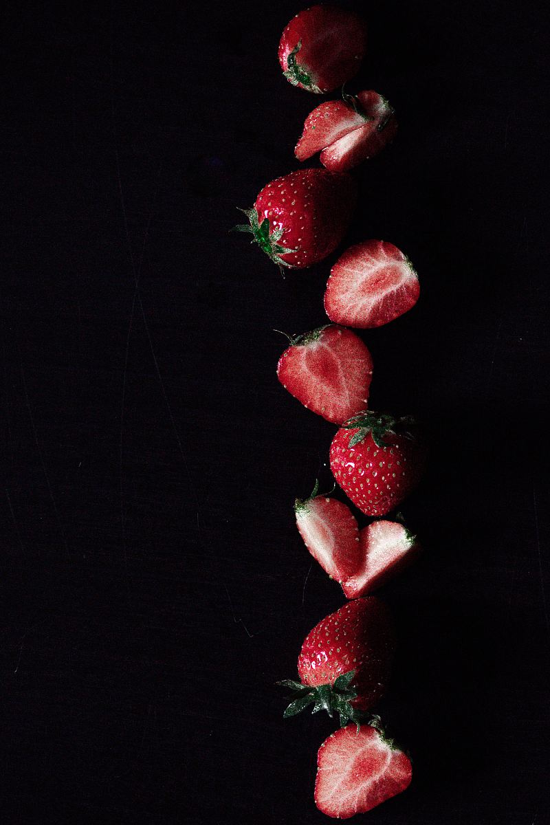 lined sliced strawberries