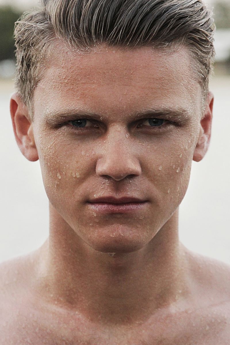 man with water sparkles