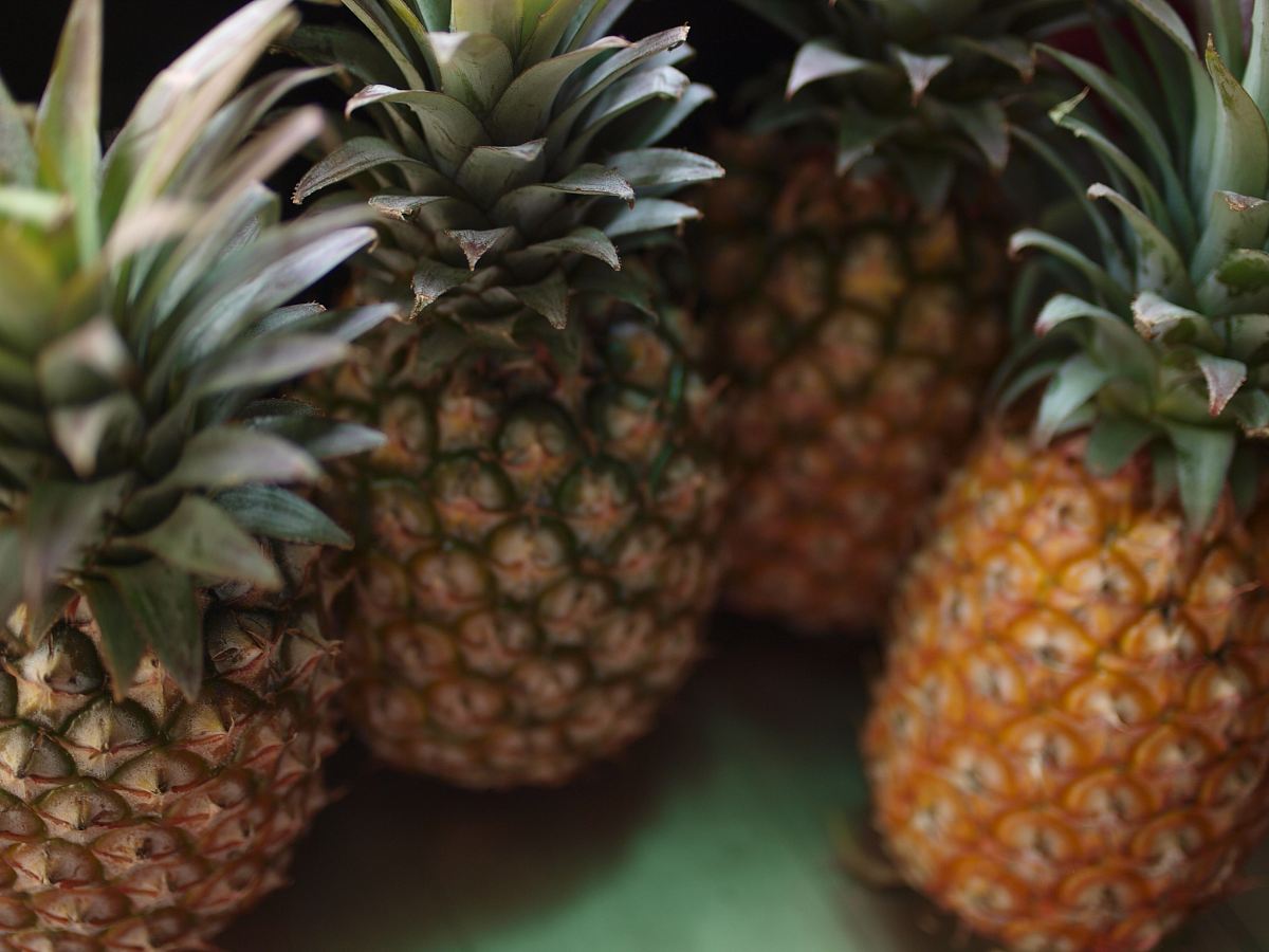 orange and green pineapples