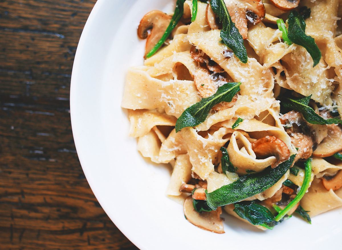 pasta dish on white plate