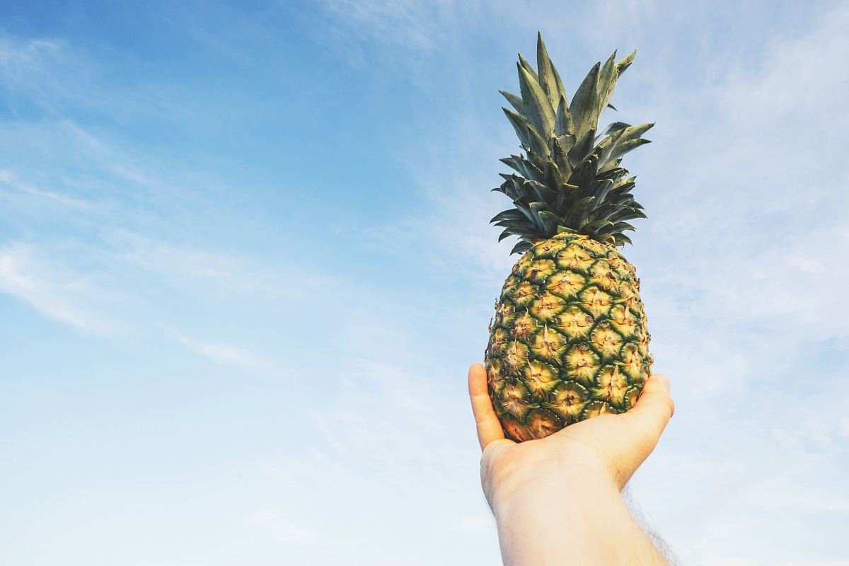 person holding pineapple fruit