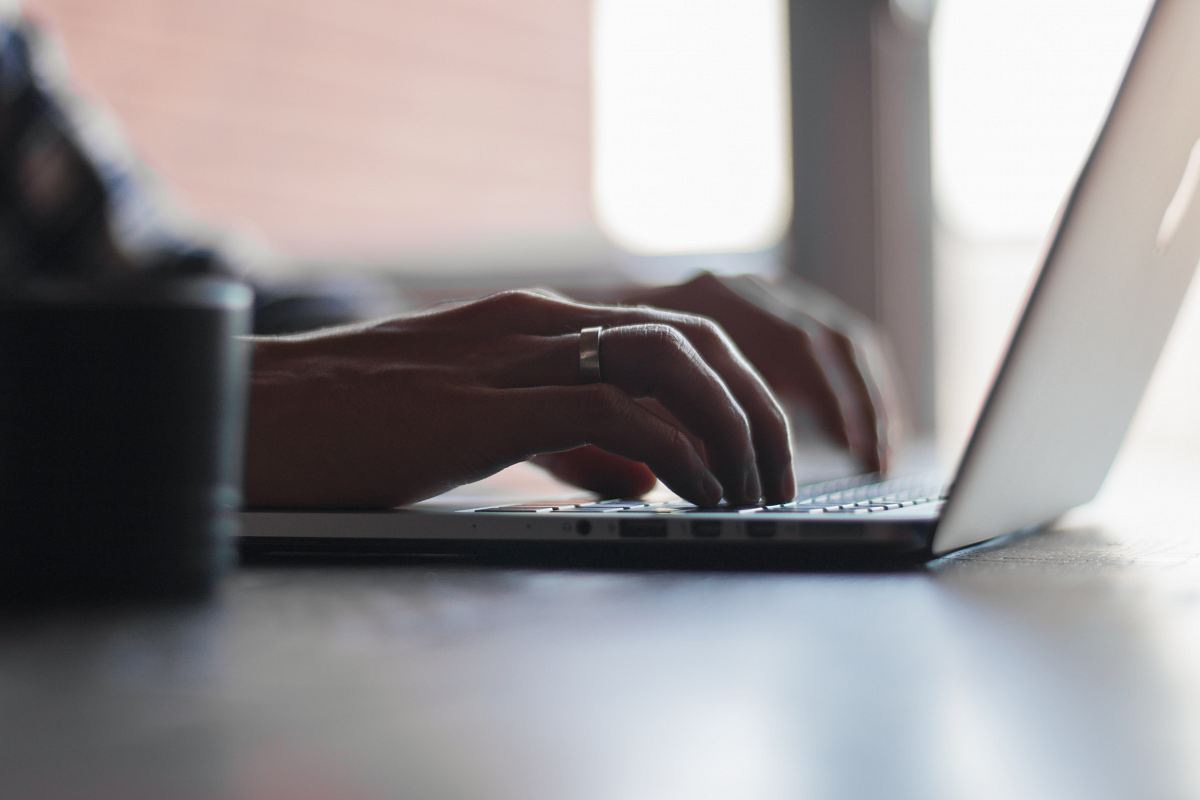 person using laptop