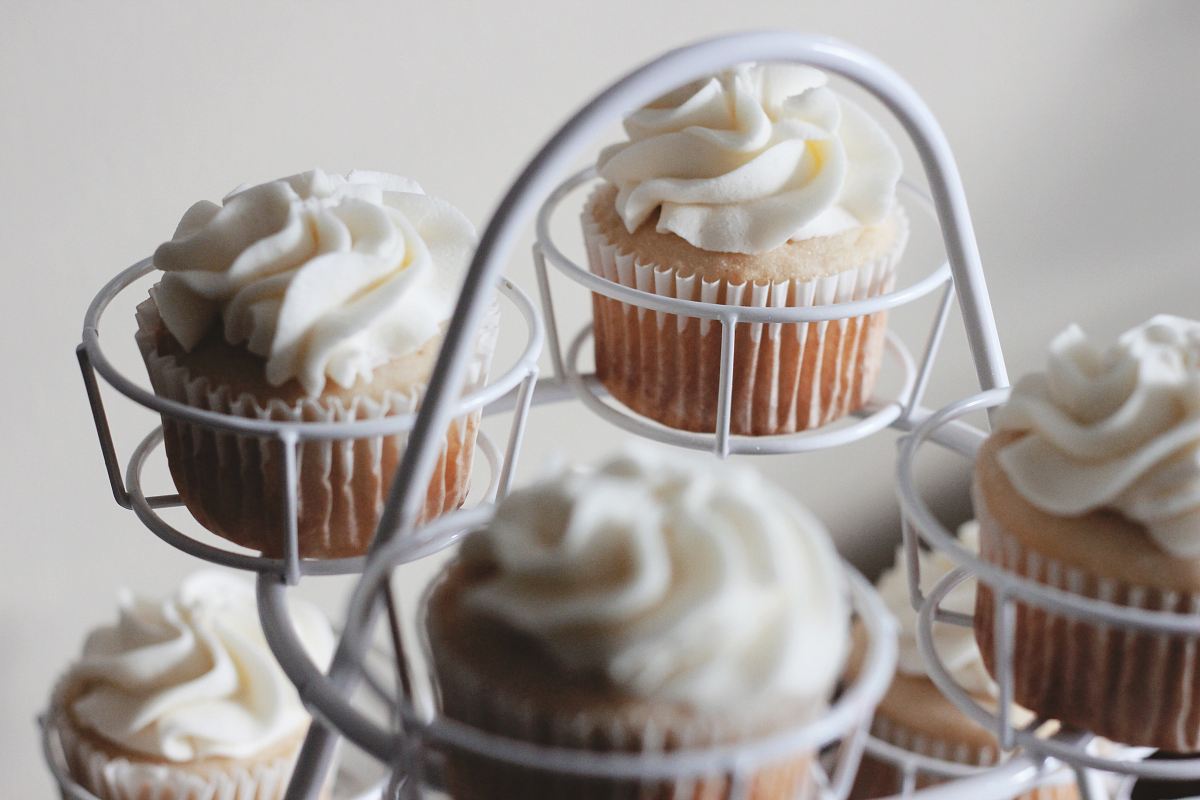 photo of baked cupcakes on white cupcake tray