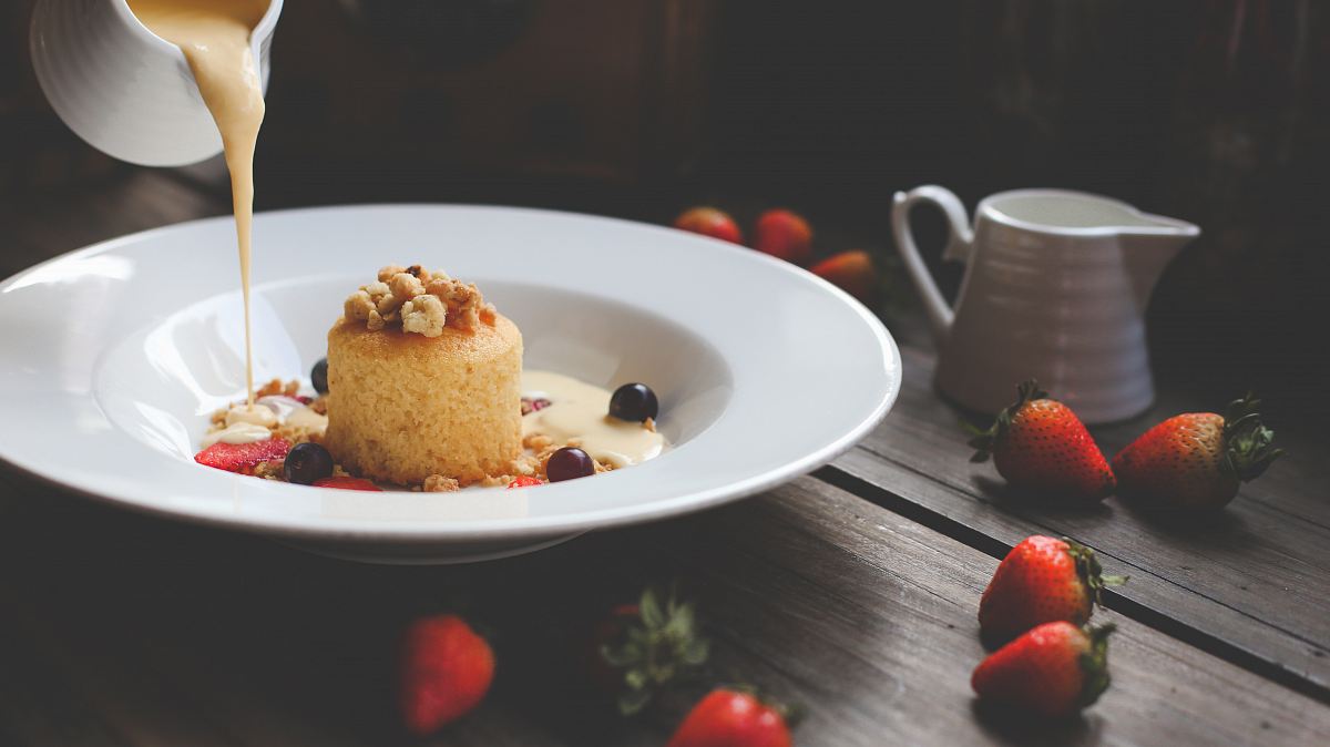 strawberry cake dessert with cream