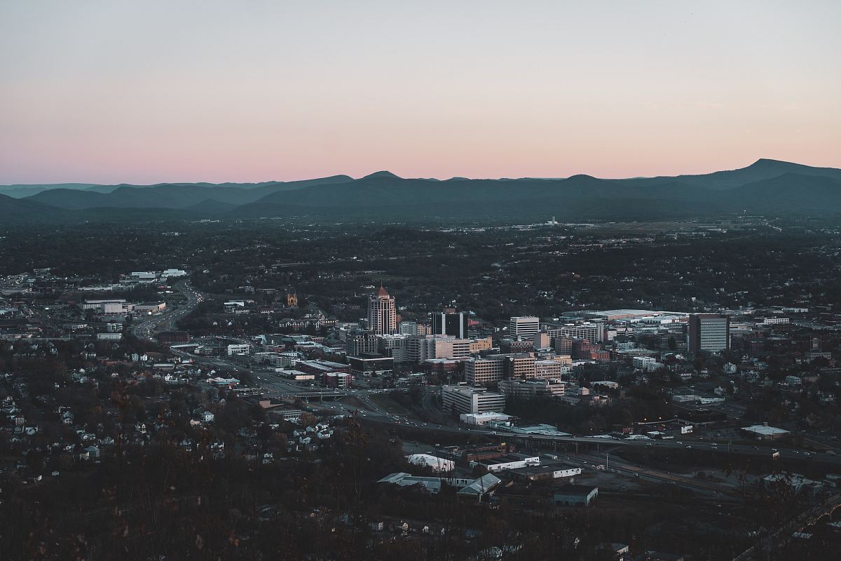 top view of cityscape under gray sky
