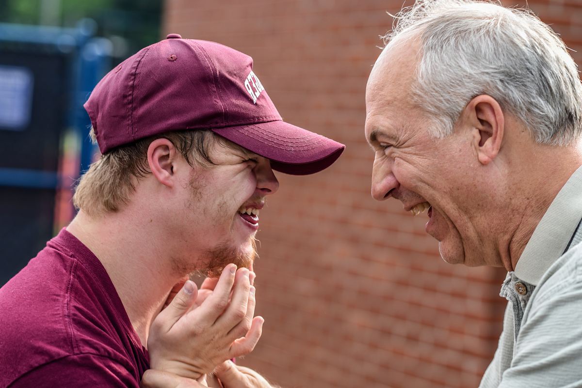 two man laughing at each other