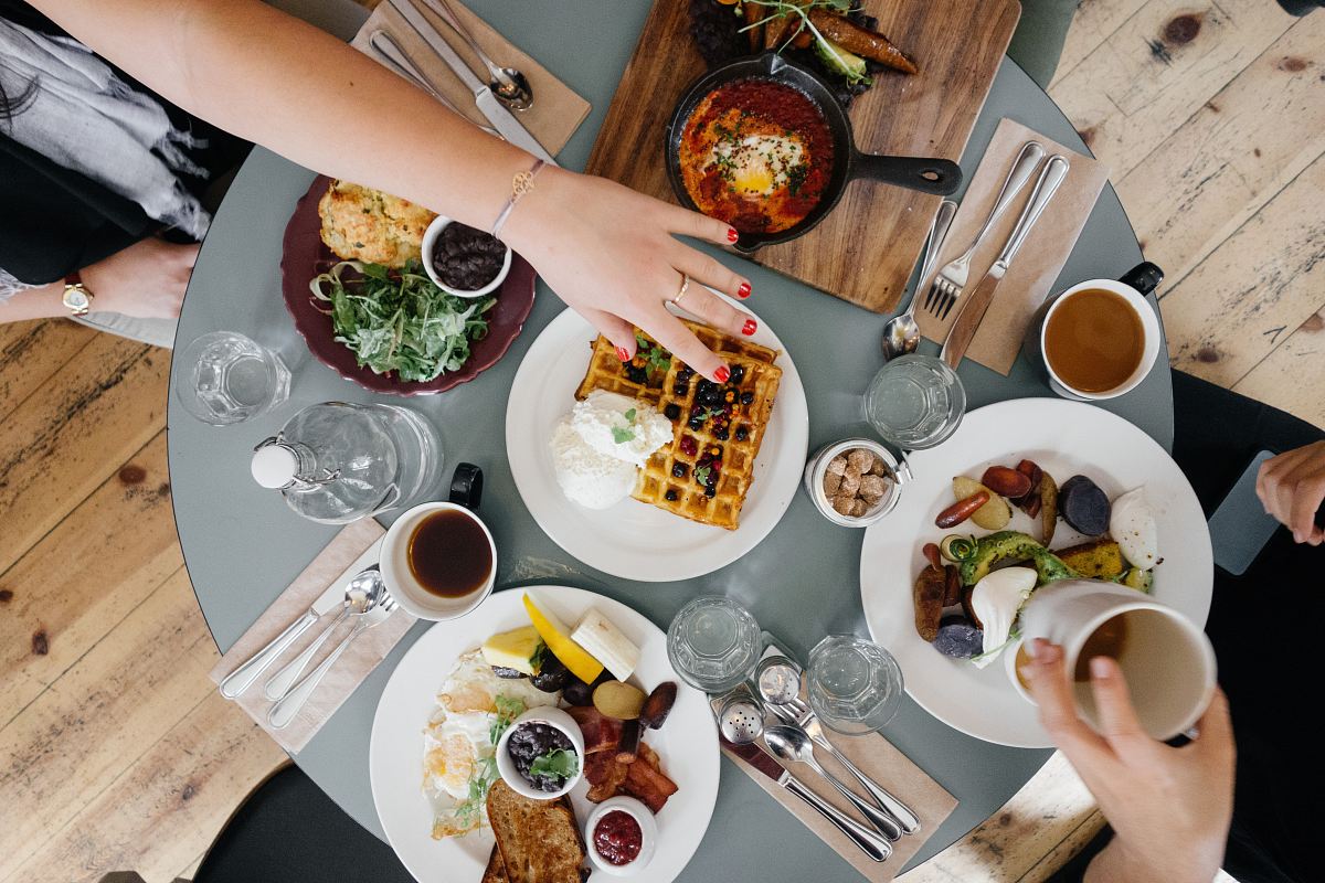 variety of foods on top of gray table
