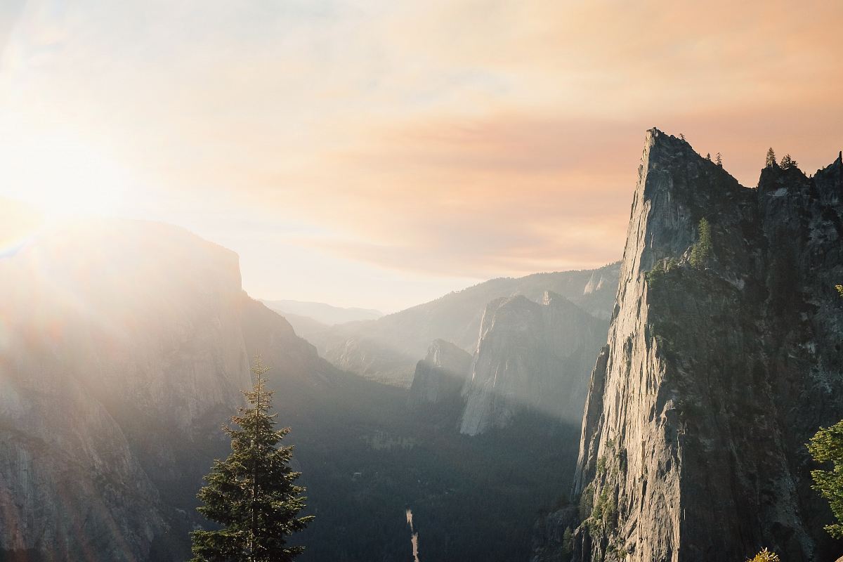 view of mountain being shine with sunlight