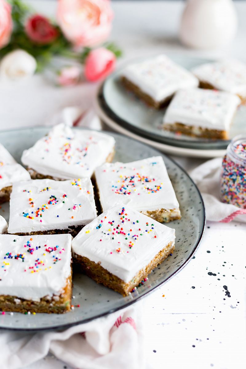 white cakes with sprinkles