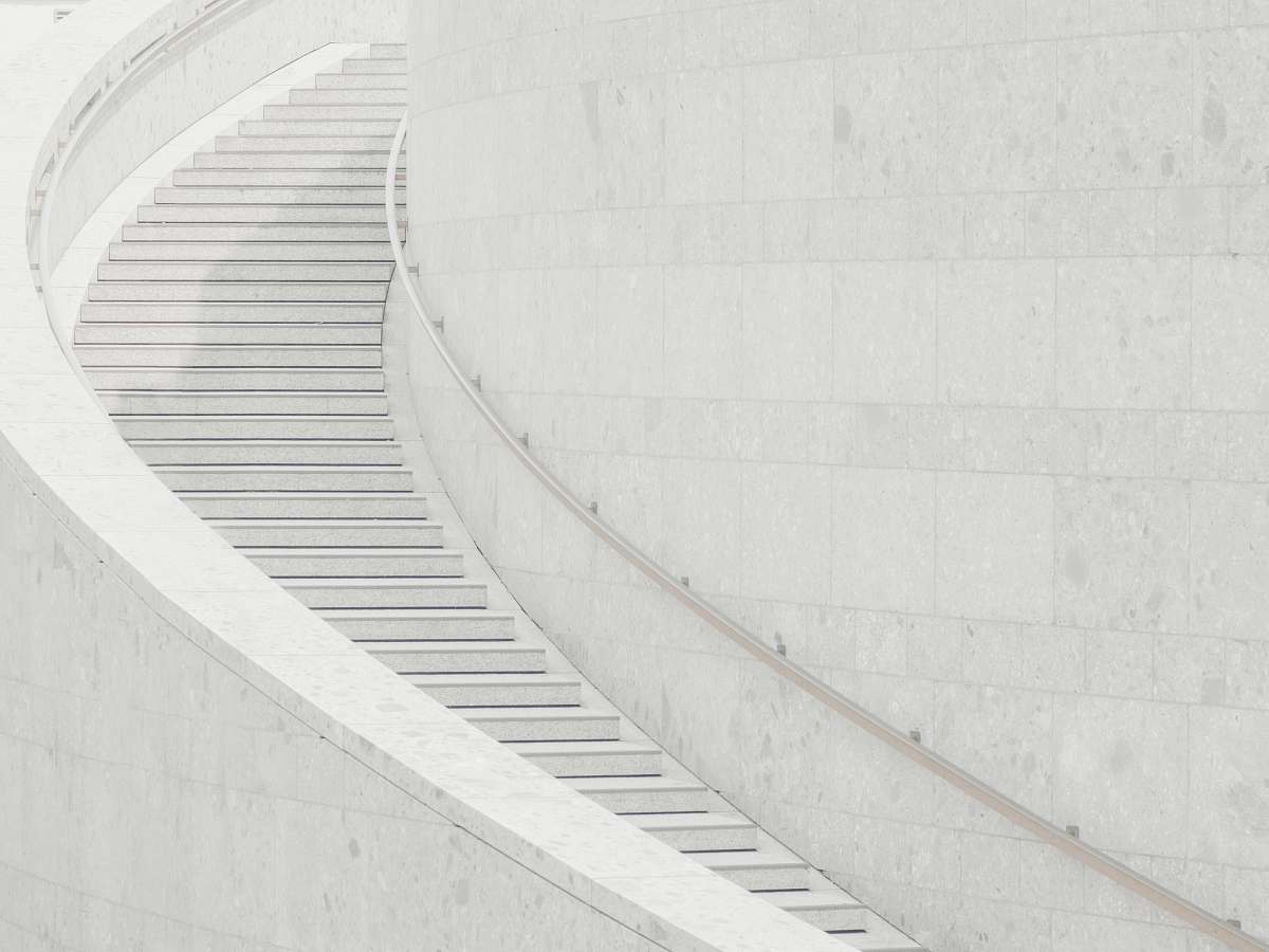 white photo of white stairs grey
