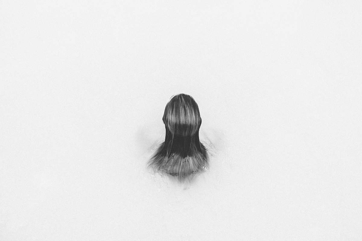 grey sketch of human hair back