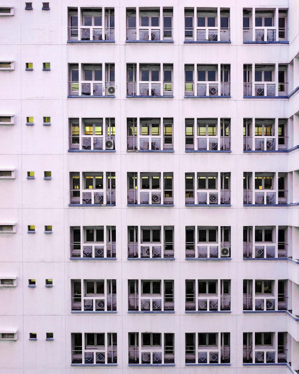 city white and black painted concrete building window