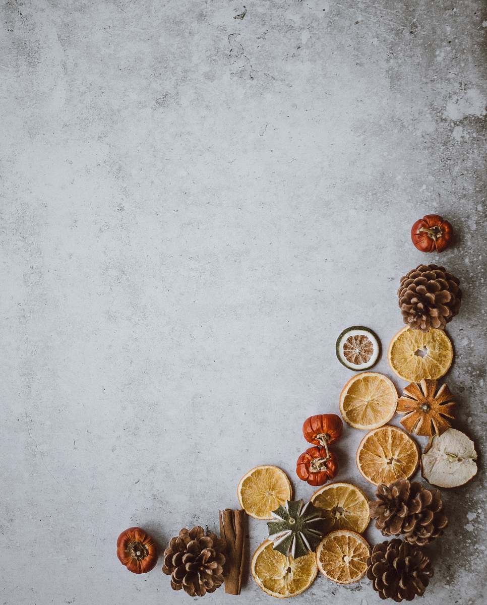 holiday dried fruits on the corner pine cone