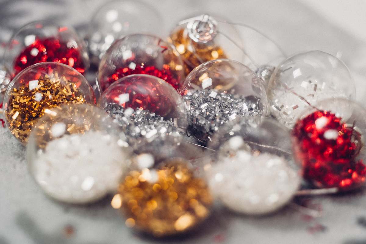 glass red, gold, white, and silver decorations jewelry