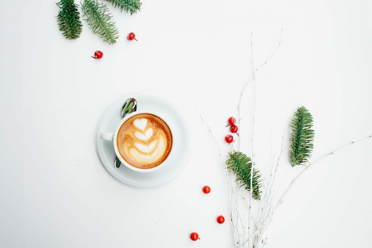 coffee white ceramic coffee mug with latte art drink