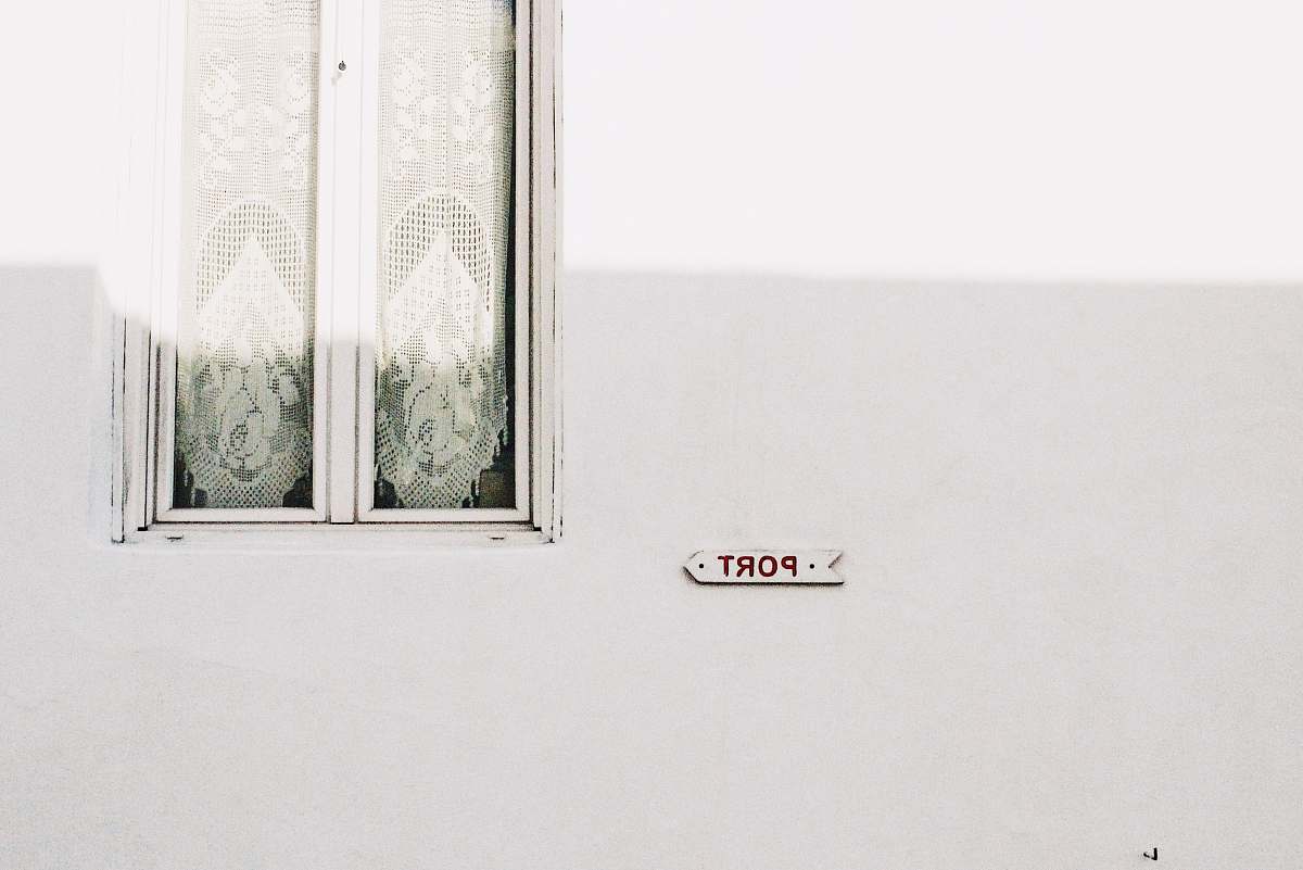 greece clear glass window with white frame white