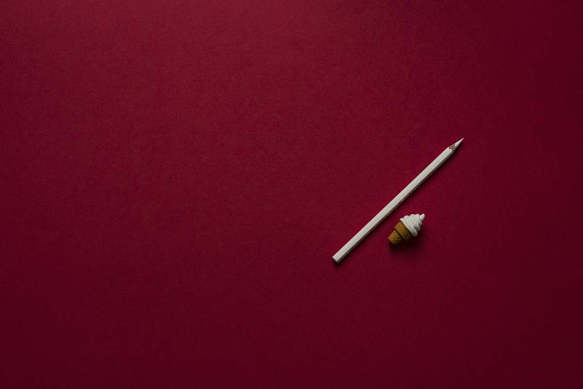 background white pointed pencil red