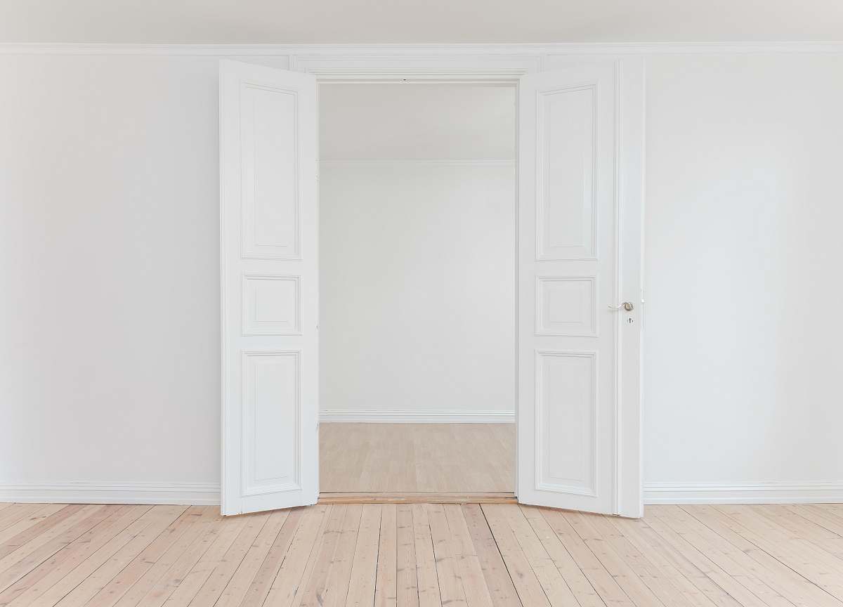 interior minimalist photography of open door door