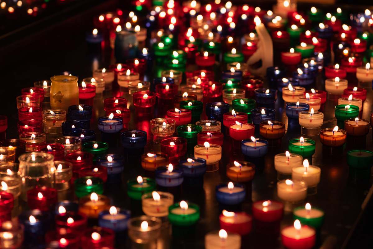 diwali assorted-color lighted candle lot human