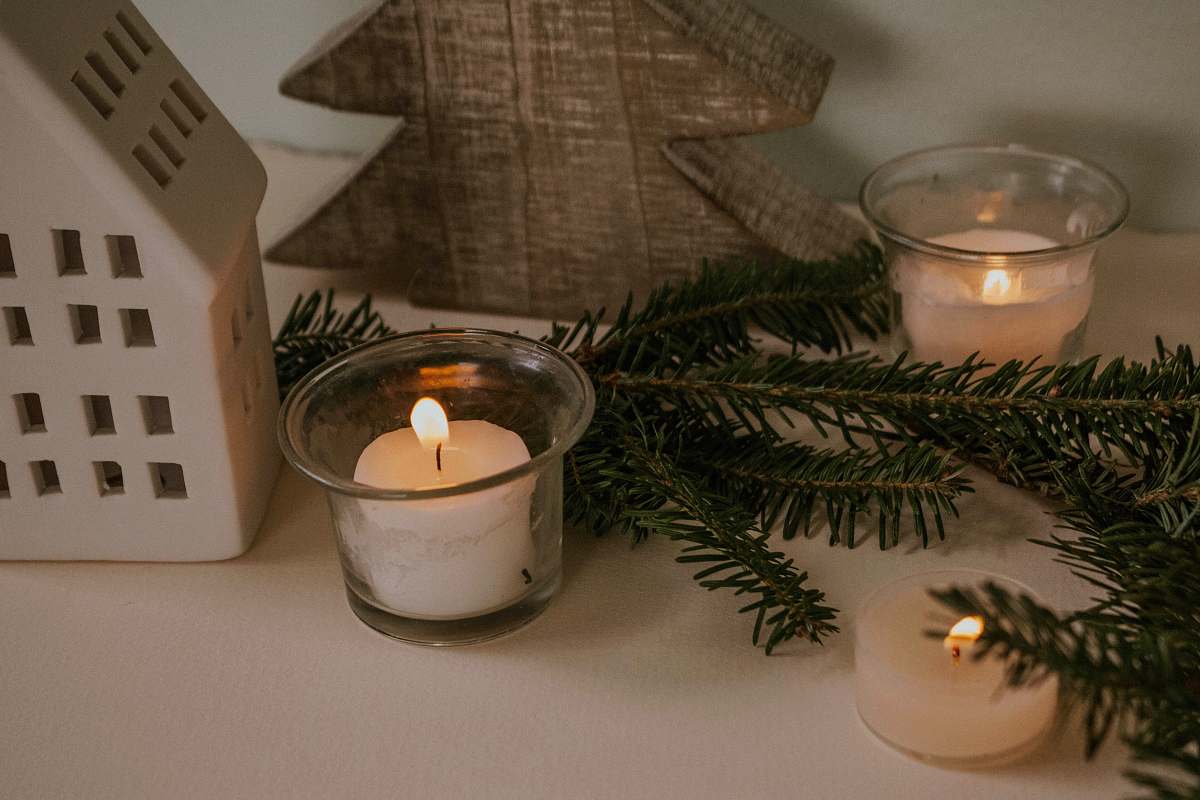 beverage clear and white votive candle milk