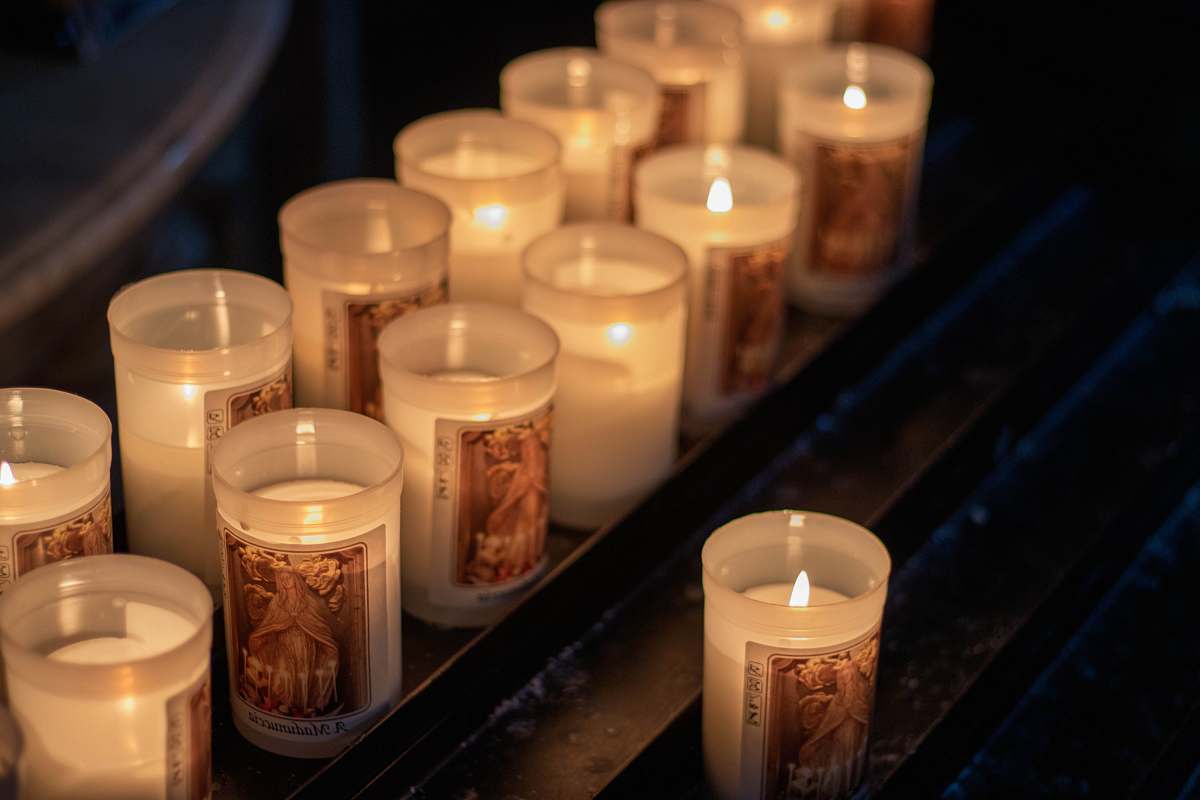 fire lighted tealight candles drink