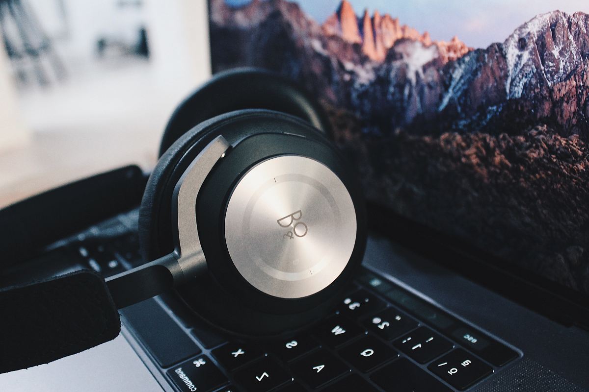black and gray wireless headphones