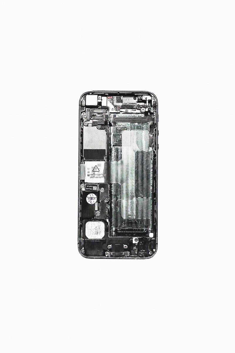 black Android smartphone on white surface