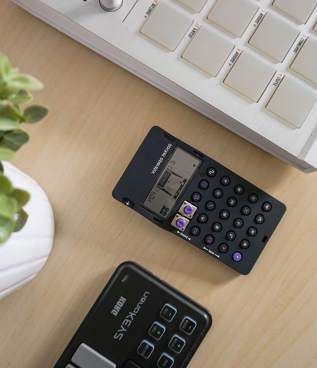 black digital device on table