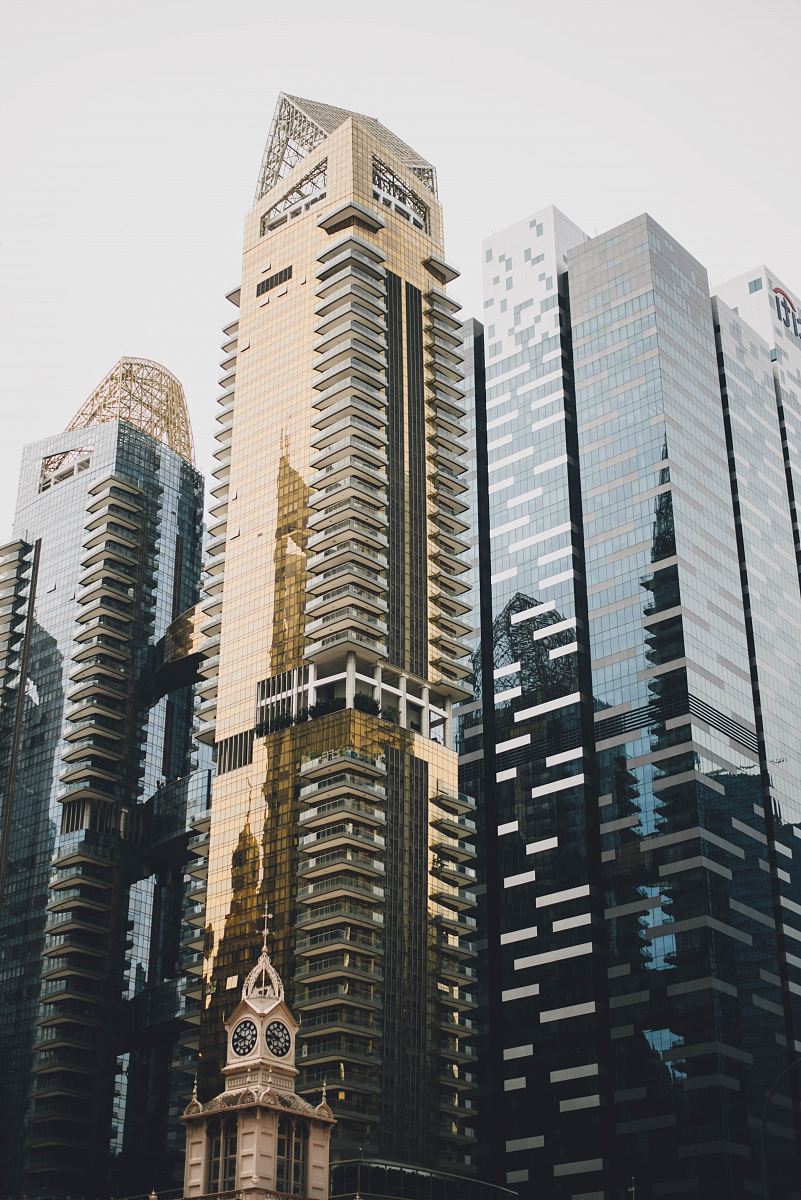 brown glass-panel building