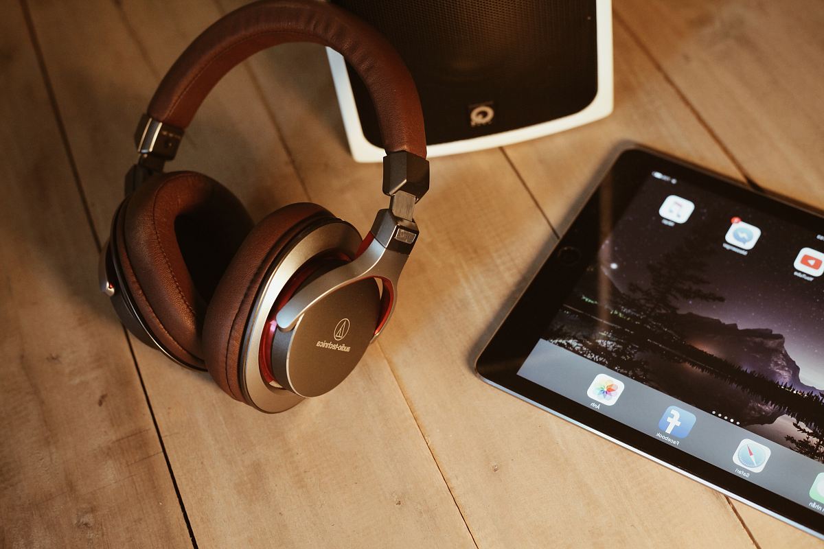 brown wireless headphones