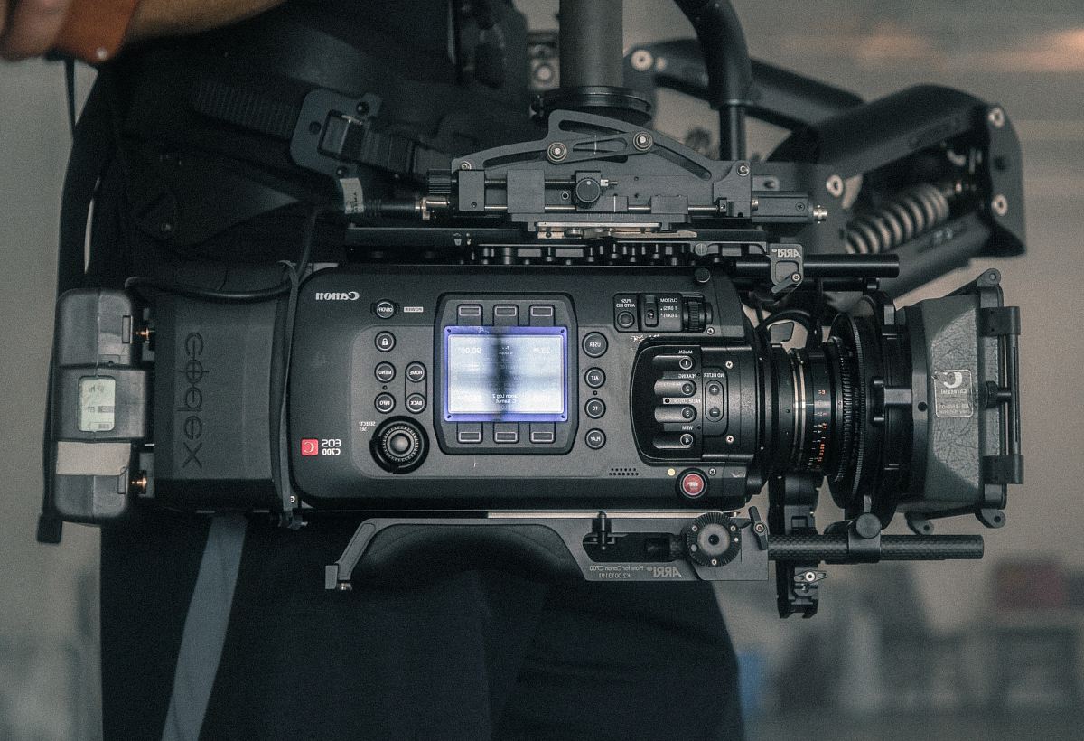 closeup photo of black video camera