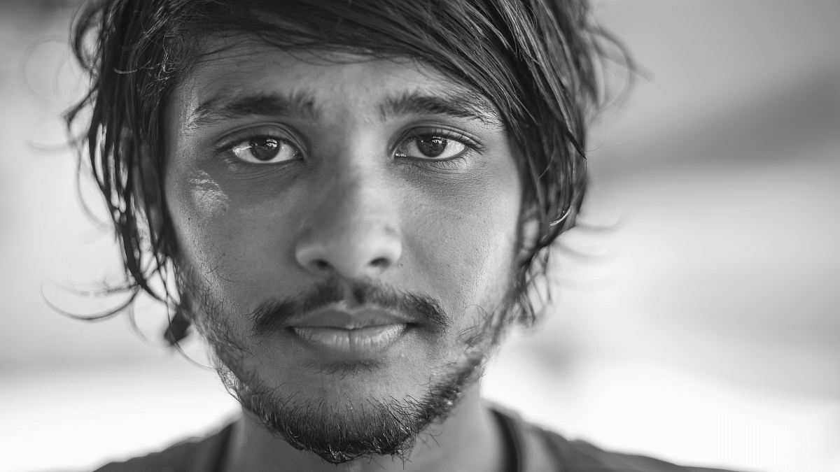closeup photo of man's faec