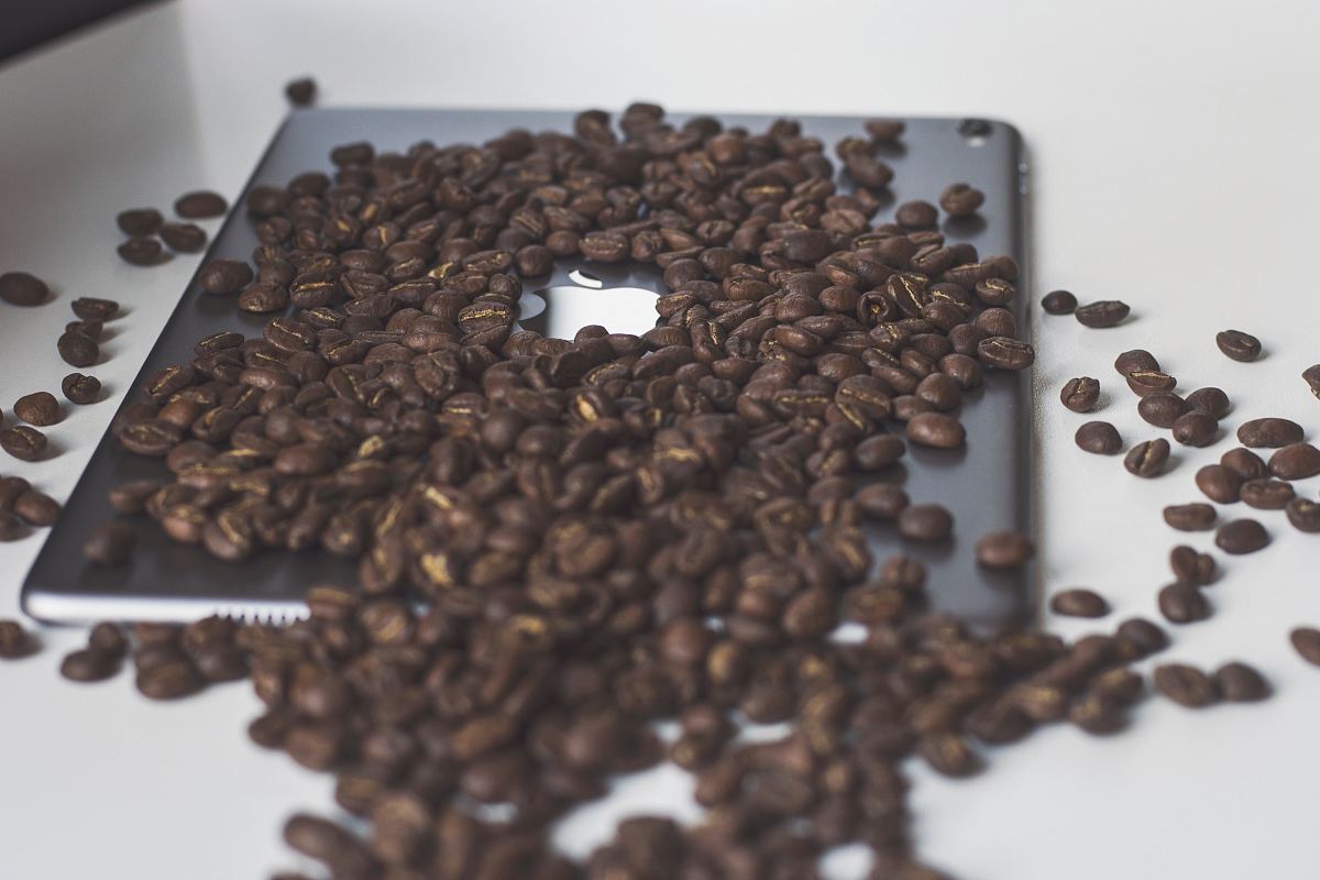 coffee beans on iPad