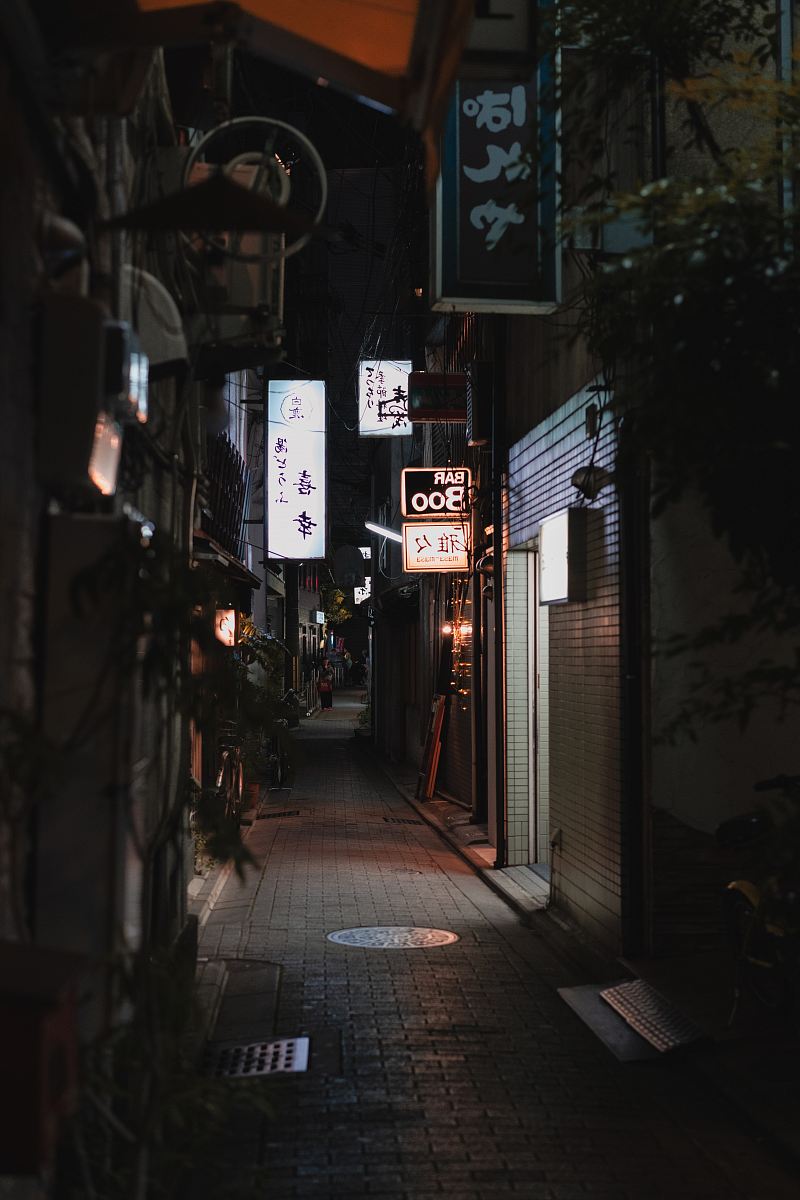 empty road between buildings