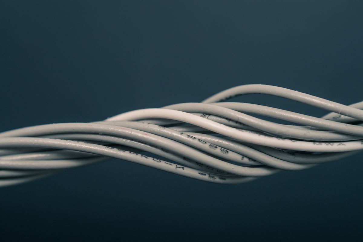 gray and white rolled cable