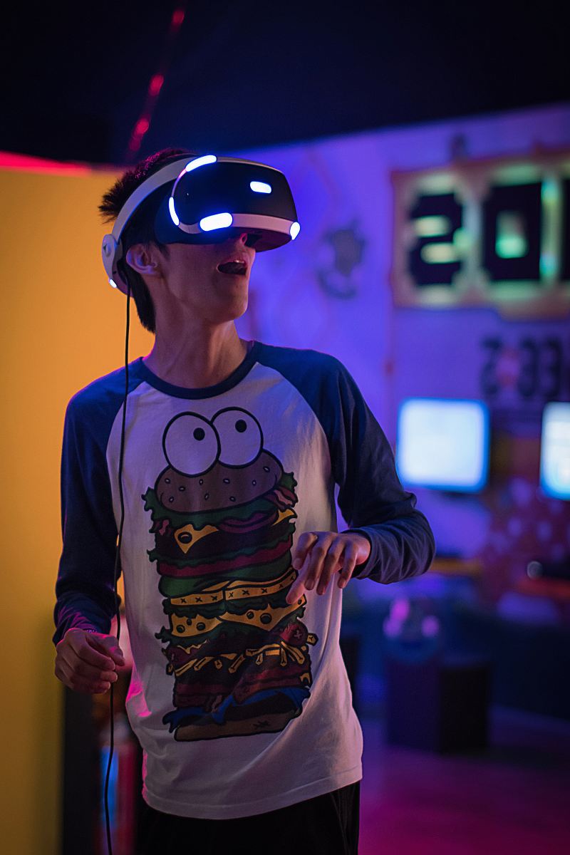 man wearing Sony PlayStation VR