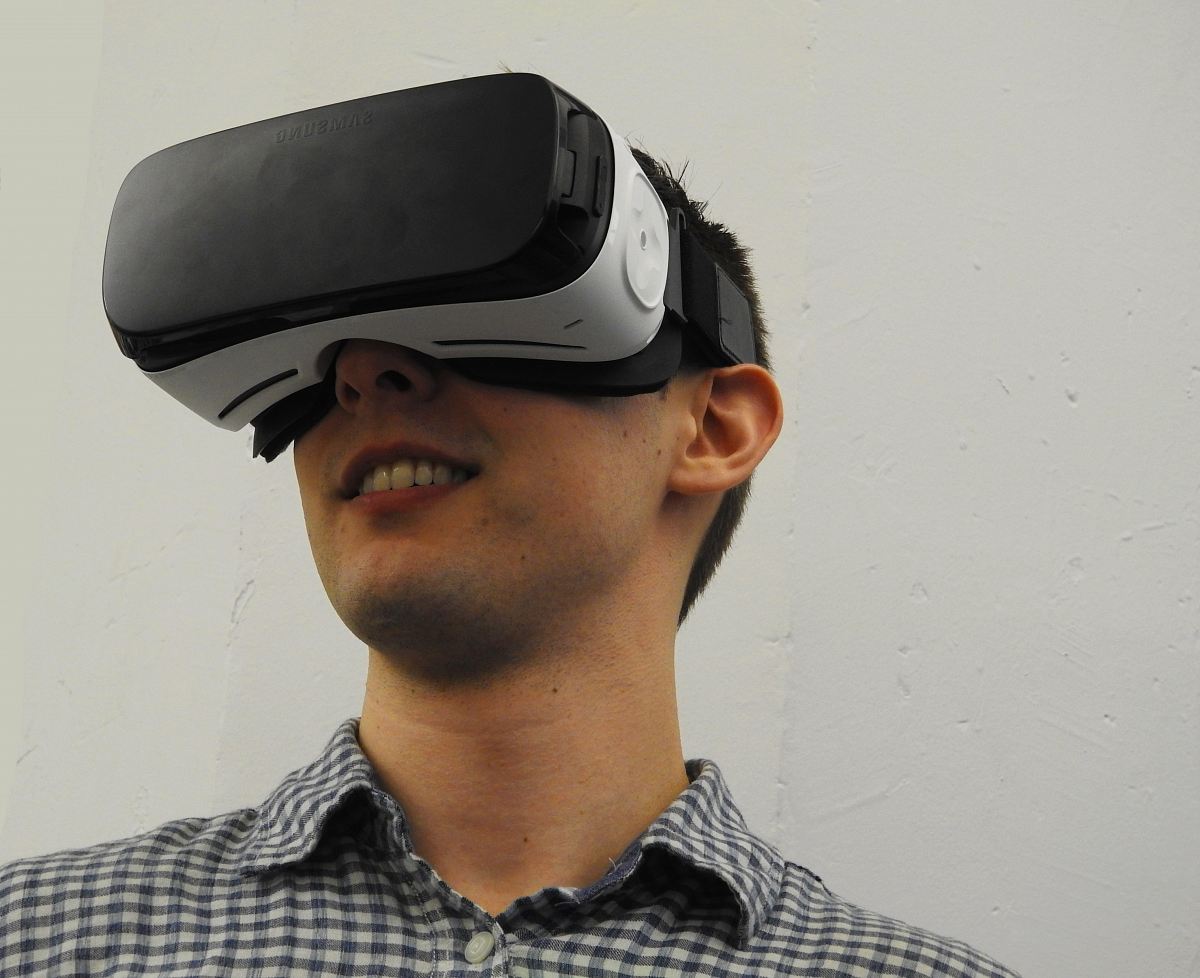 man wearing VR glass headset