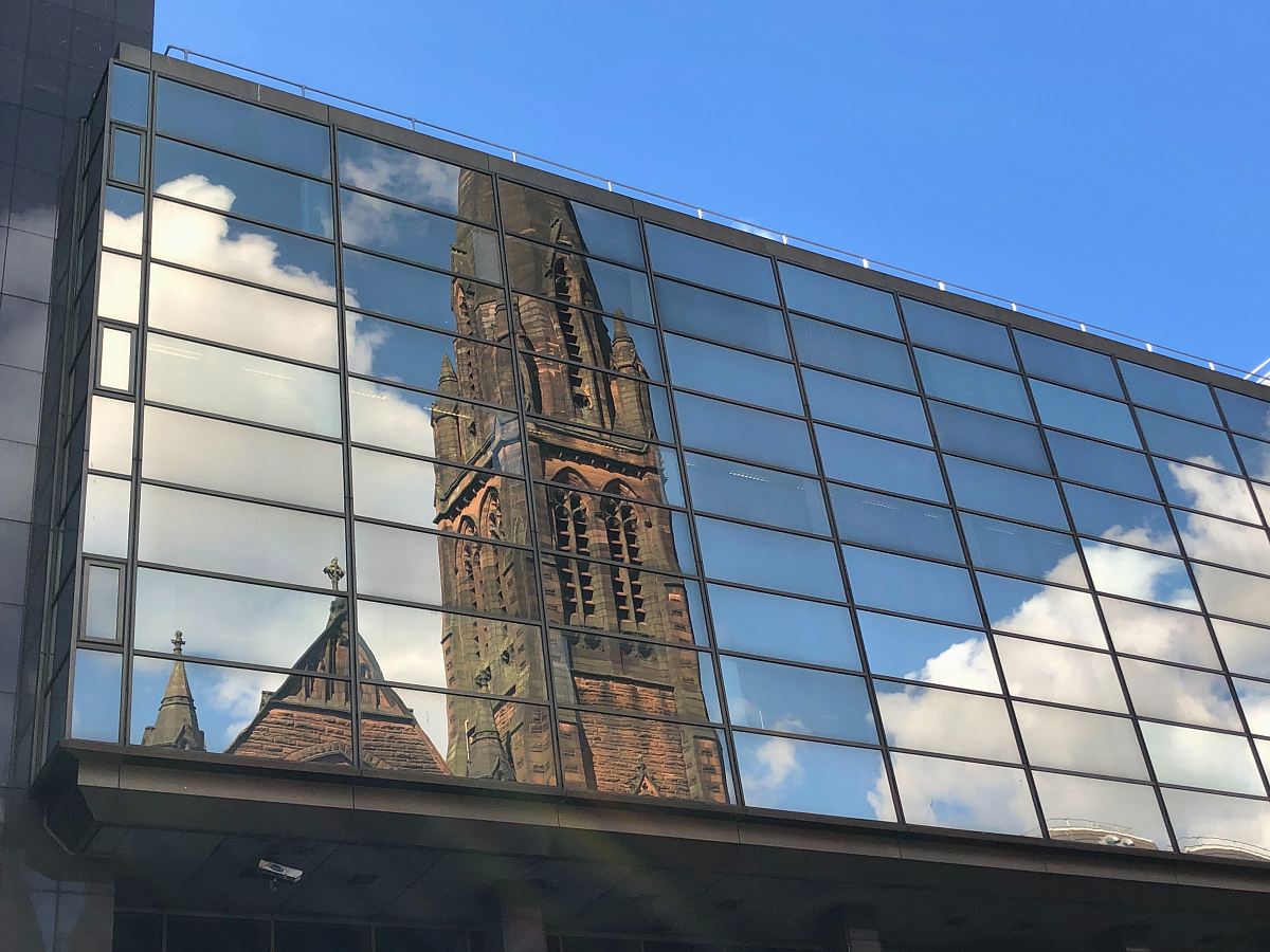 mirrored building