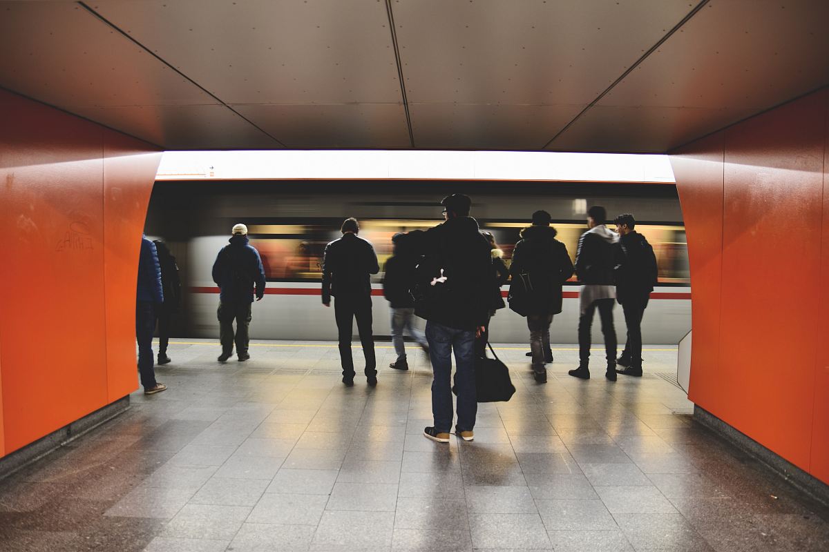 people in train station