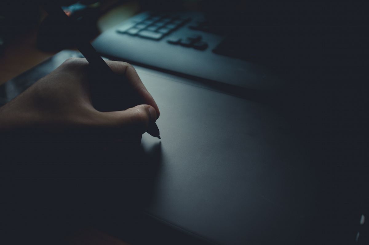 person using track pad