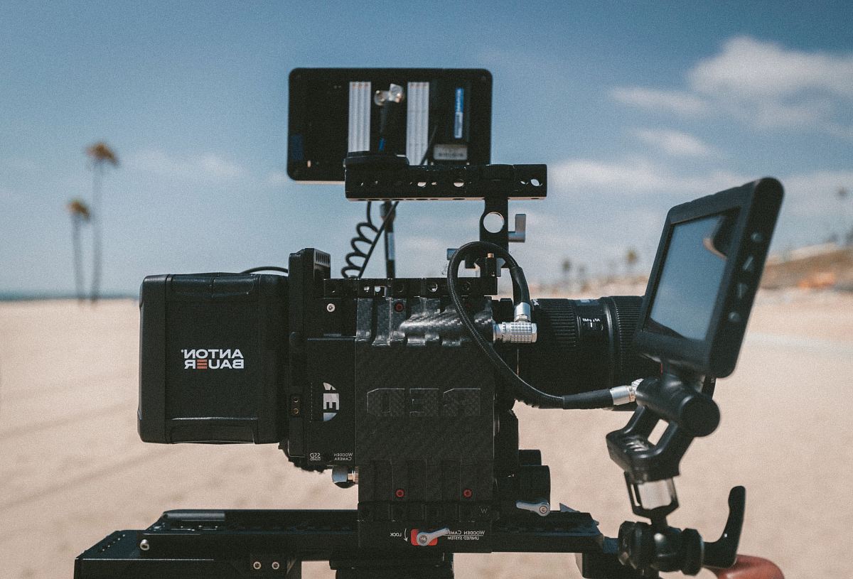 selective focus photography of Anton Bauer video camera