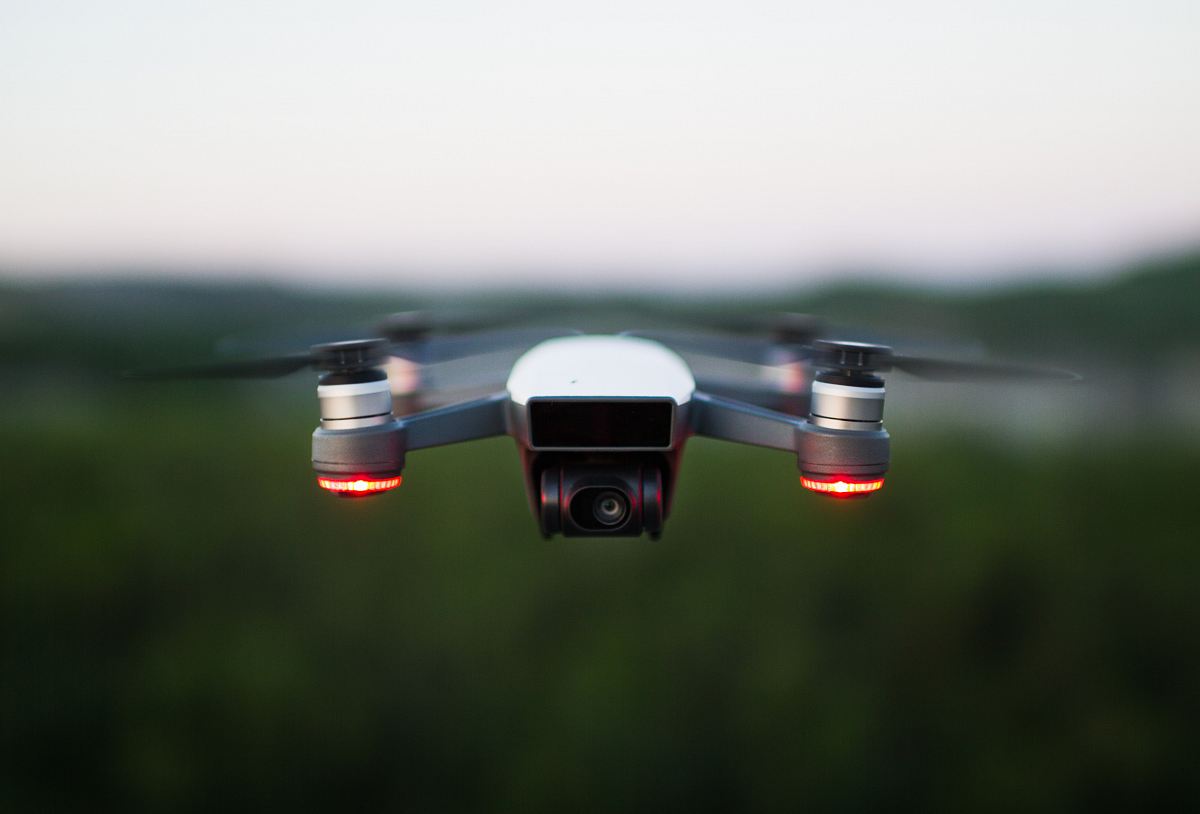silver quadcopter