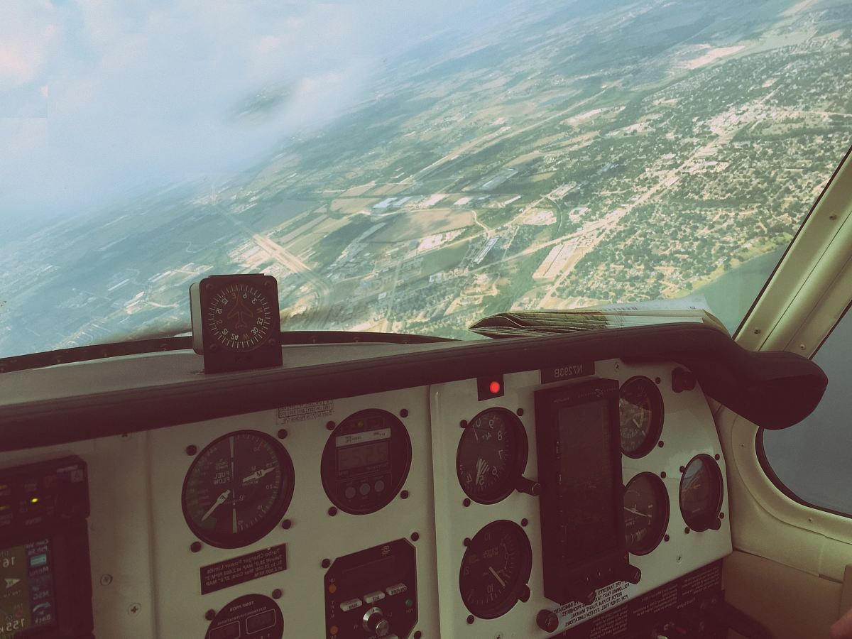 white and black airplane dashboard