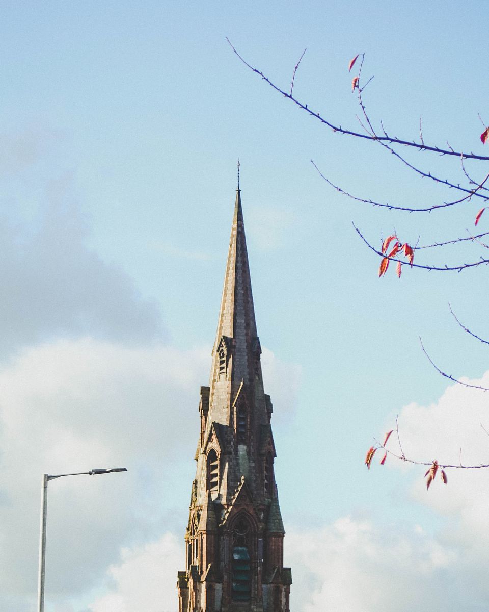 white and brown church painting