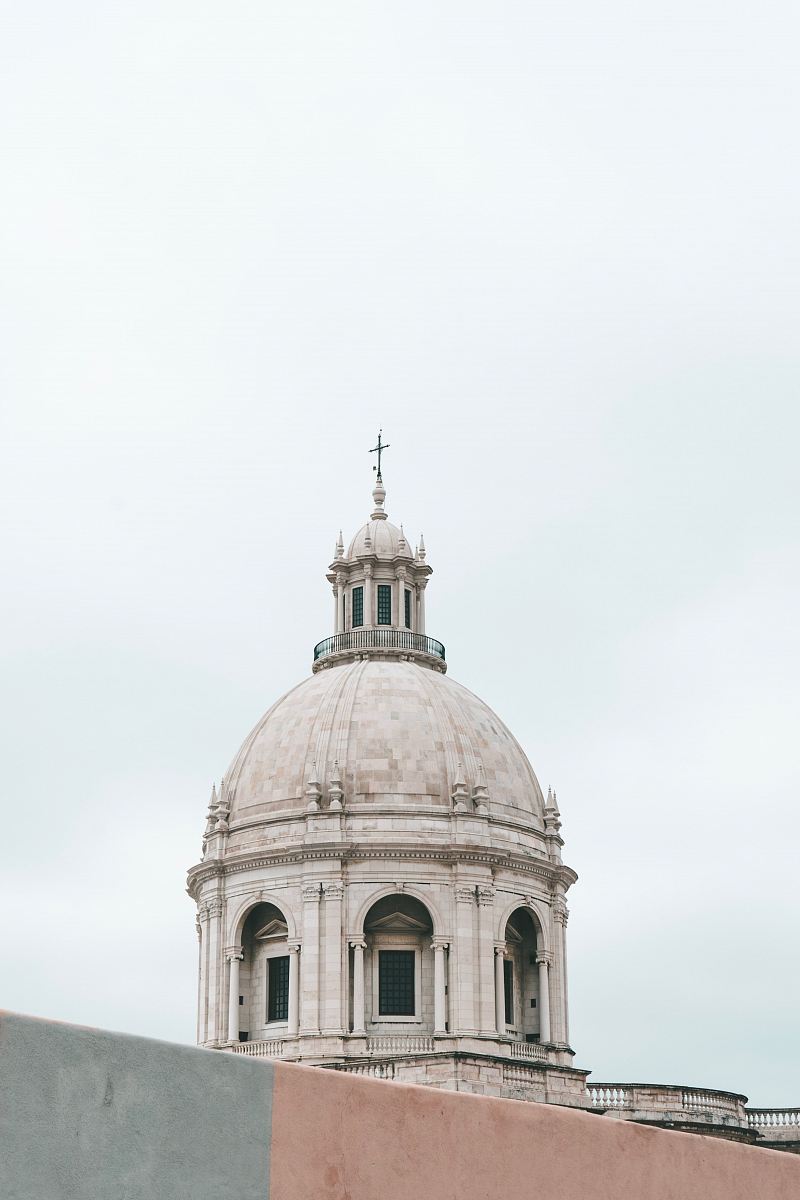 white dome church under white sky