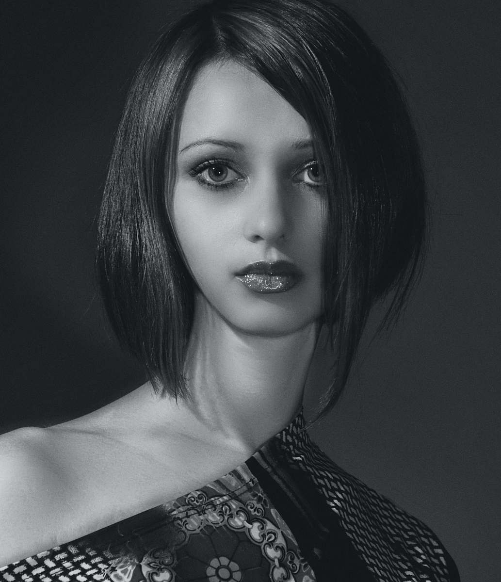 human woman in black and white polka dot dress person