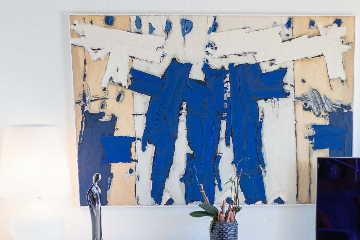 painting blue and white abstract painting canvas