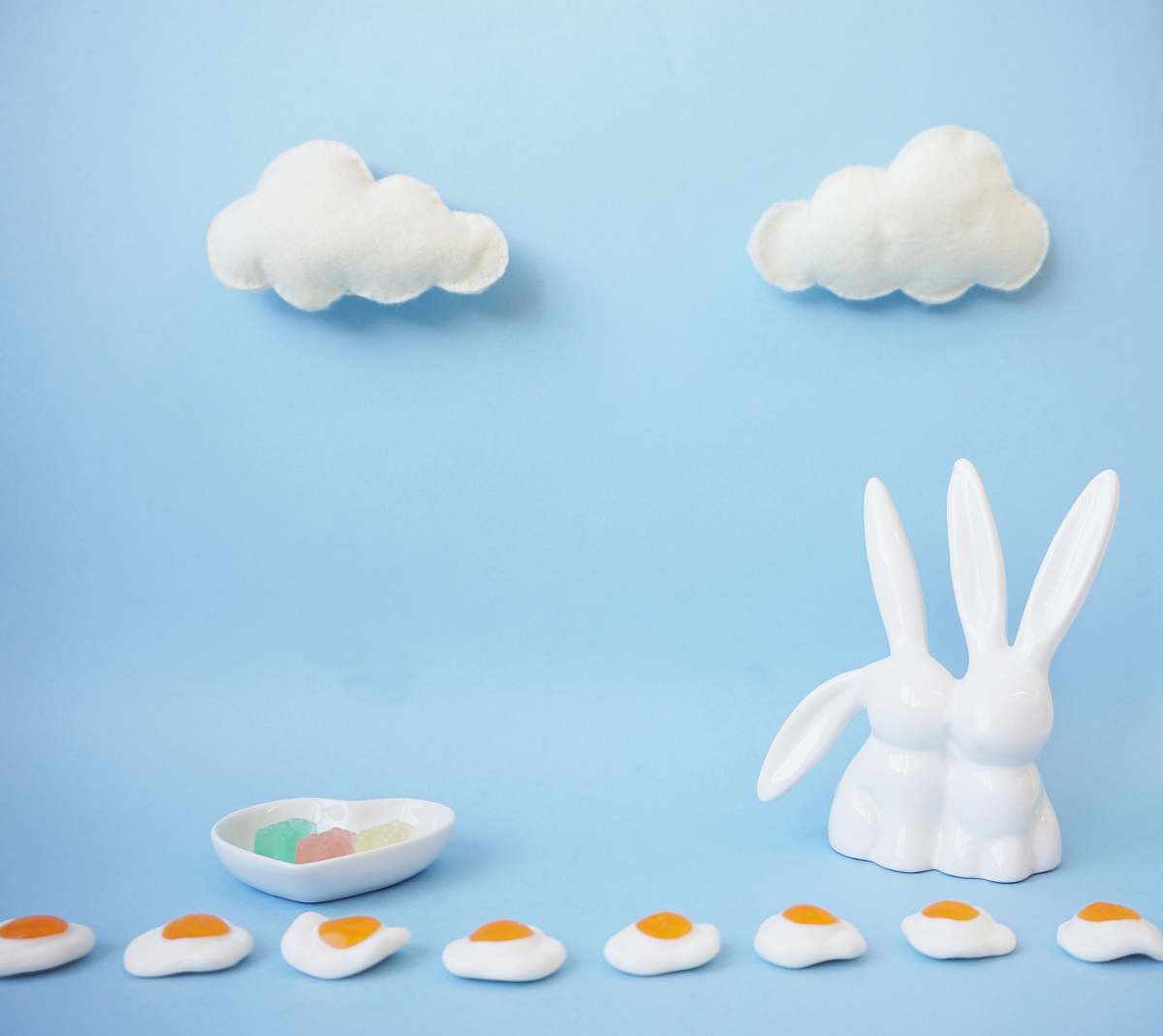 easter two white rabbit figurine montreal