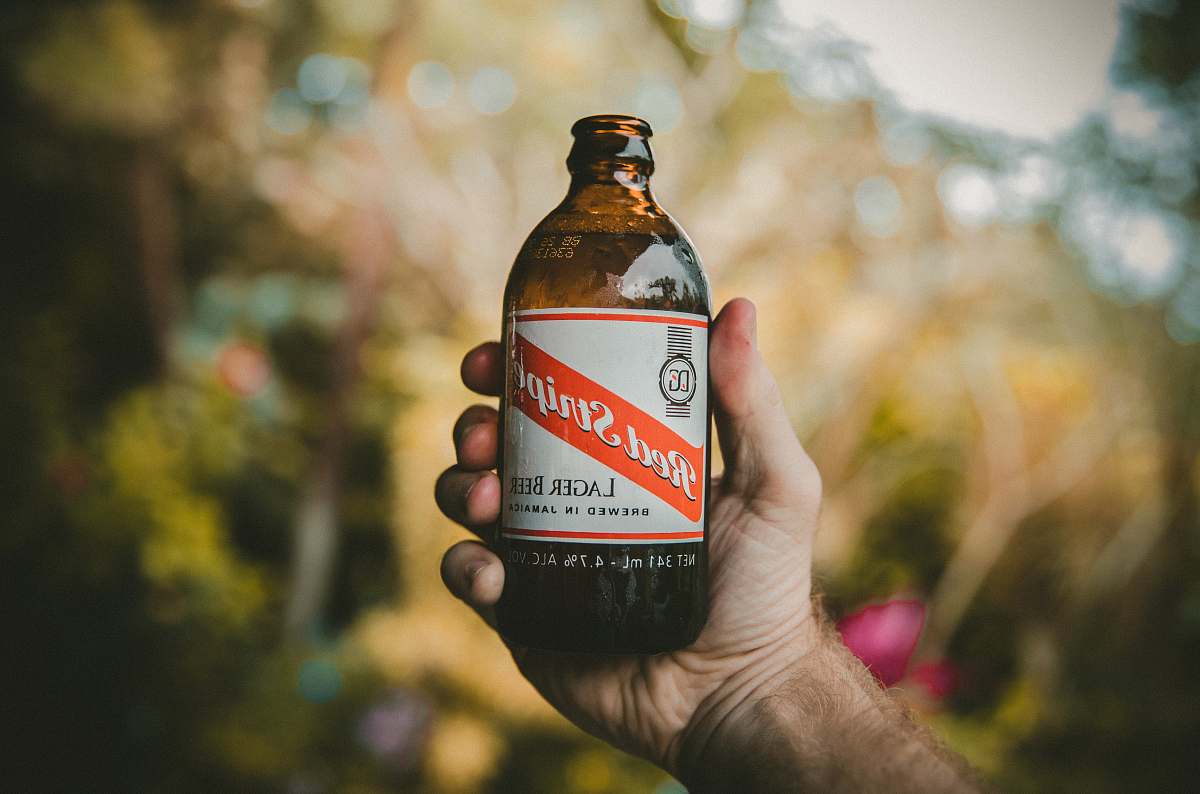 alcohol person holding Bed Script lager beer bottle shallow focus photography beer